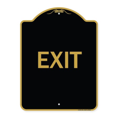 Signmission Designer Series Sign-Exit 1, Black & Gold Aluminum Architectural Sign, 18" H, 24" L, BG-1824-24042 A-DES-BG-1824-24042